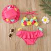Yccutest Infant Baby Girl Flower Swimsuit 3Pcs Halter Triangle Tops Ruffle Bottoms Sun Hat Bikini Set Bathing Suit Swimwear (Pink,18-24 Months) view 3