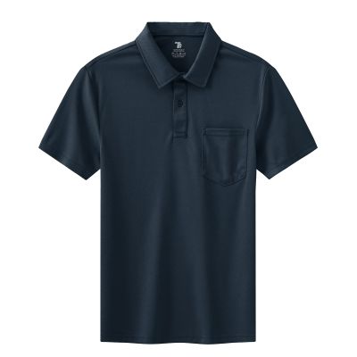 BASUDAM Men's Polo Shirts with Pocket Quick Dry Short Sleeve Active Performance Navy M