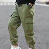 Jhaoyu Kids Boys Cargo Joggers Pants Elastic Waist Casual Jogging Hiking Camping Trousers Athletic Pants Sweatpants Army Green 10 Years view 2