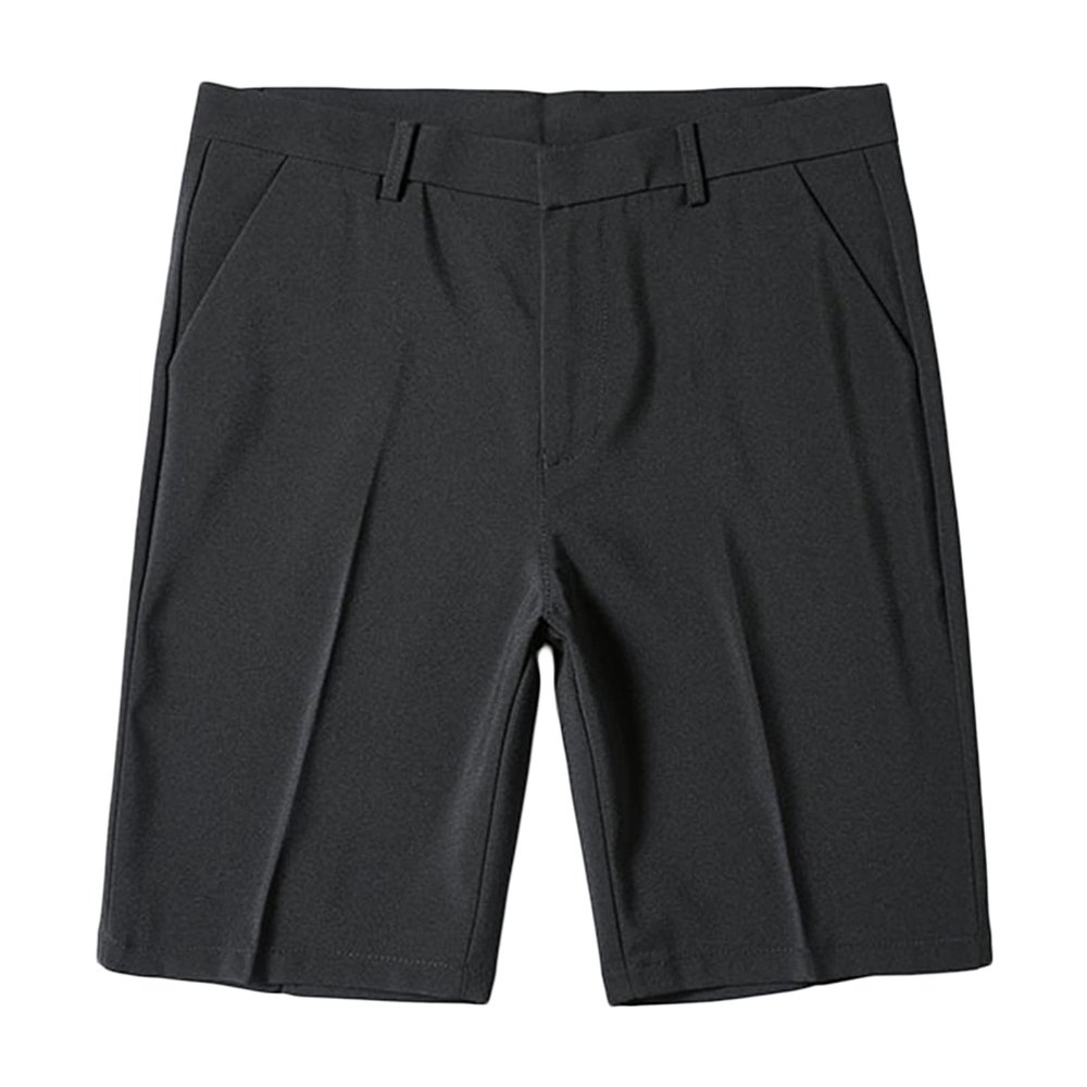 Men Classic Fit Stretch Golf Short Lightweight Summer Chino Shorts Solid Casual Pleat Front Short with Pocket (Black,38)