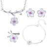 925 Sterling Silver Jewelry Sets Romantic Cherry Blossoms Flower Necklace+Earrings+Ring+Bracelet For Women Gift view 1