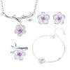 925 Sterling Silver Jewelry Sets Romantic Cherry Blossoms Flower Necklace+Earrings+Ring+Bracelet For Women Gift view 2