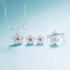 925 Sterling Silver Jewelry Sets Romantic Cherry Blossoms Flower Necklace+Earrings+Ring+Bracelet For Women Gift view 3