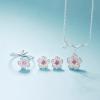 925 Sterling Silver Jewelry Sets Romantic Cherry Blossoms Flower Necklace+Earrings+Ring+Bracelet For Women Gift view 4