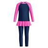 Girls Long Sleeve Muslim Swimsuit Swimwear Full Cover Modest Islamic Burkini Tankini UPF 50+ Sun UV Protective Tops Pants Swim Cap Rash Guard Outfit Bathing Suit Beachwear Navy Blue 11-12Y view 2