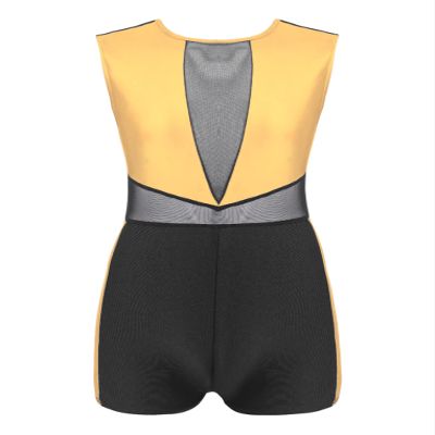 Freebily Kids Girls Sleeveless Hollow Back Gymnastic Dance Leotard Bodysuit Mesh Patchwork Active Unitard Jumpsuit Gold 4 Years