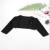 Sywiyi Flower Girls Dress Coat Jacket Kids Elegant Satin Bolero Shrugs Wedding Bridesmaid Dress Cropped Cardigan Black 9-12 Months view 3