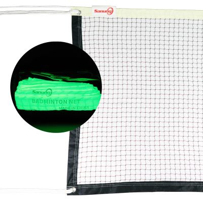 Sanung Fluorescent Badminton Net,20FT x 2.5FT Standard Size Volleyball Badminton Net Replacement for Night Use,Indoor Outdoor Weather-Proof,Upper Edging Glowing in The Dark