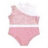 Agoky Girls Mock Neck Sleeveless Sparkly Sequin Hollow Back Ballet Dance Leotard Athletic Gymnastic Workout Unitard Pink 4 Years view 3