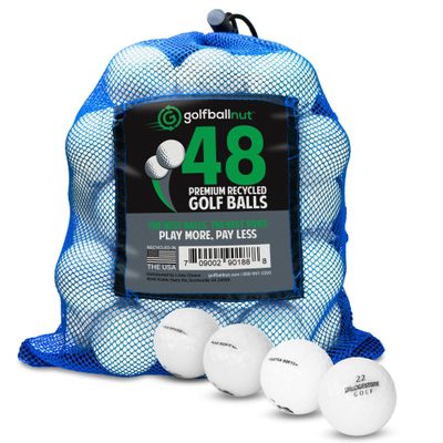 GolfBall Nut Used Recycled for Bridgestone White, Yellow or Mixed Colors 4A Quality Near Mint Golf Balls (White 48 Ball Mesh Bag)