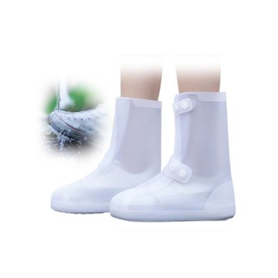 Reusable Shoe Covers Thickened Non-slip Silicone Rain Boot Cover Double-breasted Design, Easy To Put On And Take Off Suitable For Women, Men, Children, Teenagers ( Color : White , Size : Large(10in) )