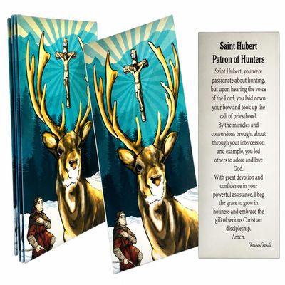 Westmon Works St Hubert Hunters Holy Card Set Prayer on Back Patron Saint of Hunting Made in the USA, Pack of 10