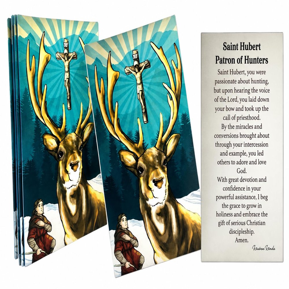 Westmon Works St Hubert Hunters Holy Card Set Prayer on Back Patron Saint of Hunting Made in the USA, Pack of 10