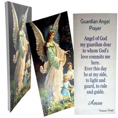 Westmon Works Guardian Angel Holy Card Bulk Pack with Prayer on Back Made in the USA, Set of 10