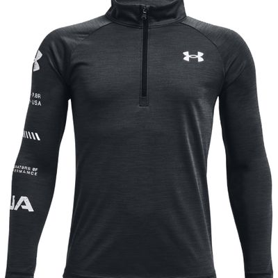 Under Armour Boy's Velocity 1/2 Zip Loose Charcoal Long-Sleeve Shirt