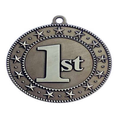 10 Pack of First Place 1st Gold Medals Trophy Award with Neck Ribbons EMDC01