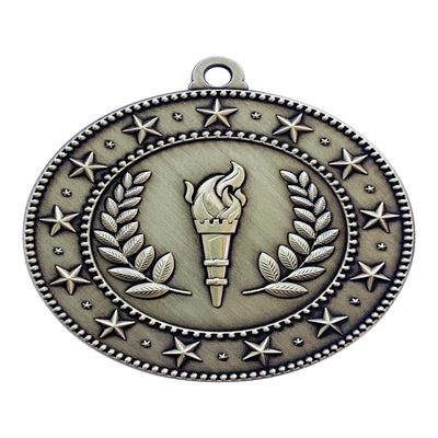 10 Pack of Victory Torch Champion Gold Medals Trophy Award with Neck Ribbons EMDC120
