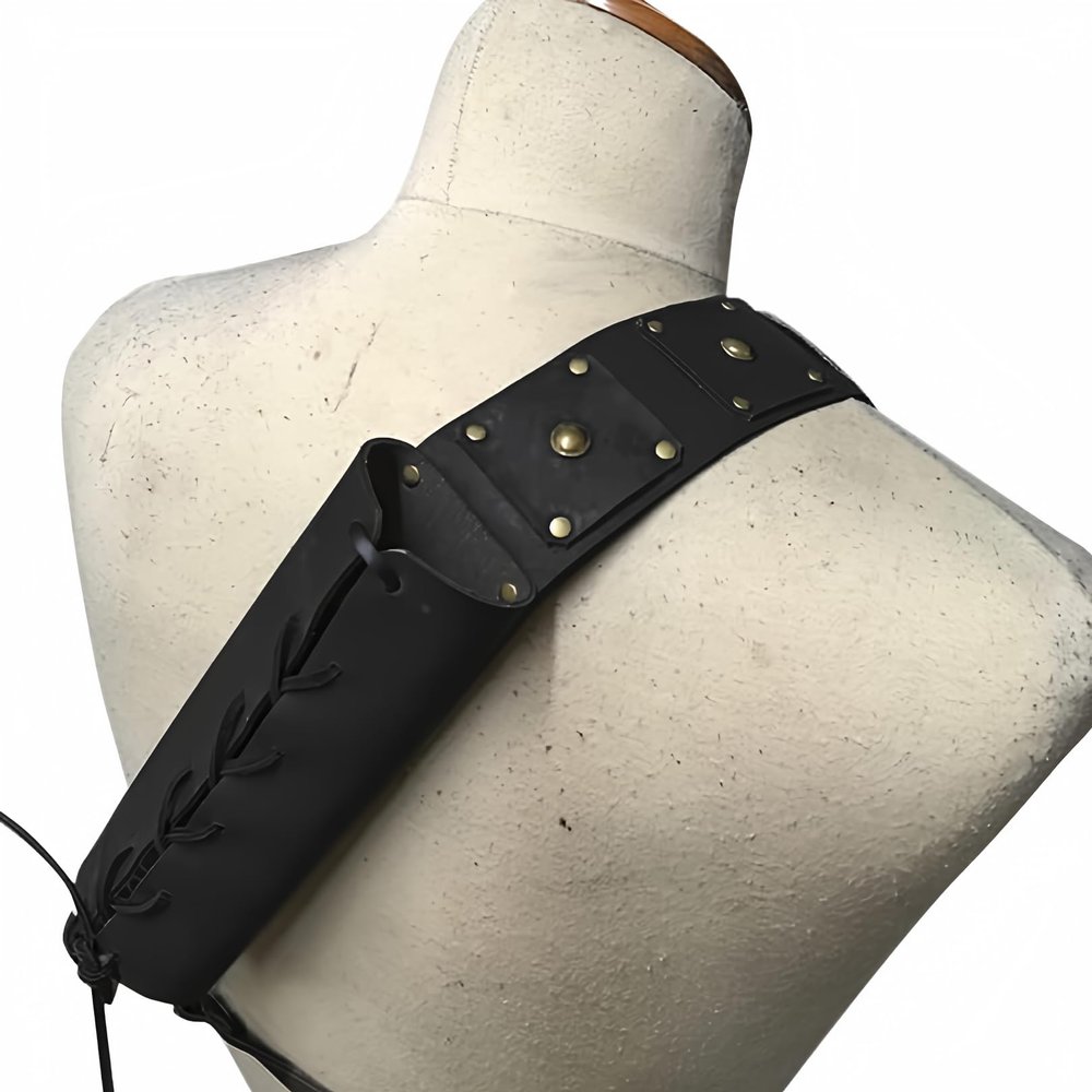 Aispring Medieval Retro Sword Shoulder Back Sheath Holder, Adjustable Warrior Costume Protective Case Sword Leather Buckle Holster For Adult Men Sword Frog Holder Cover (black)