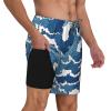 Blue Ocean Wave Mens Swim Trunks 9" Inseam Board Shorts Beach Swimwear Bathing Suit with Compression Lined and Pockets XX-Large view 1