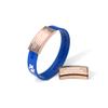 Divoti Ultra-Sleek Custom Engraved 13-mm Wide Silicone Sport Medical ID Wristband for Athletes  PVD Rose Gold/Blue- Large view 1