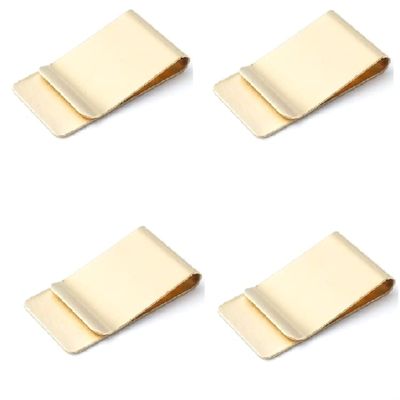 Aliotech 4 Pack of Men's Slim Money Clip Stainless Steel Cash Wallet Credit Card Cash Holder Slim Wallet Minimalist Wallet Stainless Steel Money Clip(Golden)