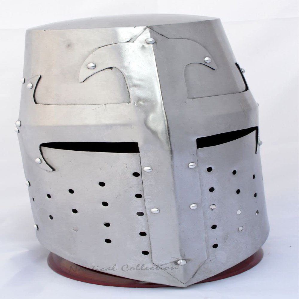 NAUTICAL COLLECTION Medieval Knight Helmet Crusader Helmet with inner liner chin strap Replica Halloween Role Play Gift