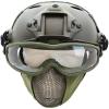 PJ Type Tactical Airsoft Fast Helmet and Foldable Half Face Mesh Guard with Ear Protection Adjustable Chin Strap Full Face Protection Set for Paintball BB Gun view 3