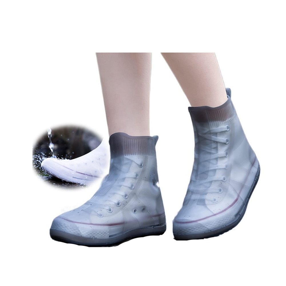 YXYECEIPENO Shoe Covers are Reusable Folding Silicone Shoe Cover High Elasticity, Easy to Put On and Take Off Waterproof, Snowproof Reusable Silicone Rain Boots (Color : A, Size : Medium(9.4in))