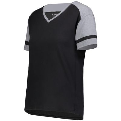 Augusta Sportswear Women's Fanatic 2.0 Tee, Black/Grey Heather, XXS
