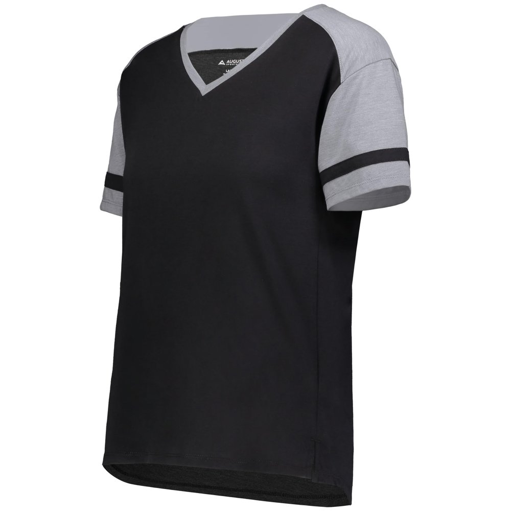 Augusta Sportswear Women's Fanatic 2.0 Tee, Black/Grey Heather, XXS