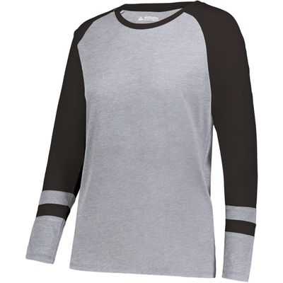 Augusta Sportswear Women's Fanatic 2.0 Long Sleeve Tee, Grey Heather/Black, 2XL