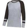 Augusta Sportswear Women's Fanatic 2.0 Long Sleeve Tee, Grey Heather/Black, 2XL view 1