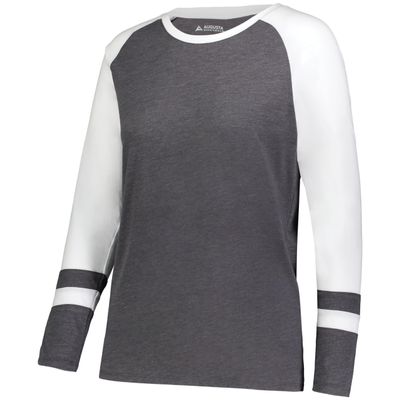 Augusta Sportswear Women's Fanatic 2.0 Long Sleeve Tee, Carbon Heather/White, 3XL