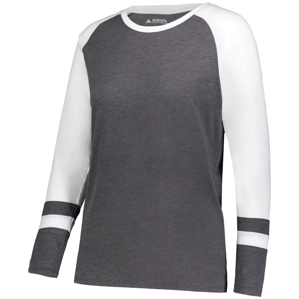 Augusta Sportswear Women's Fanatic 2.0 Long Sleeve Tee, Carbon Heather/White, 3XL