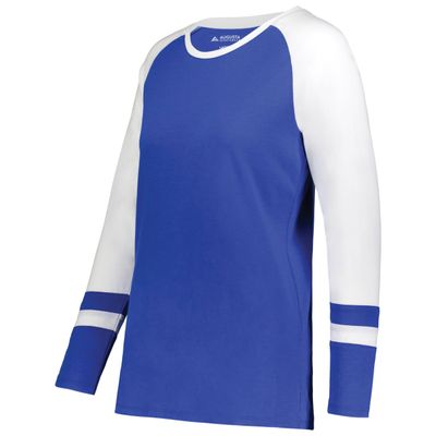Augusta Sportswear Women's Fanatic 2.0 Long Sleeve Tee, Royal/White, 3XL