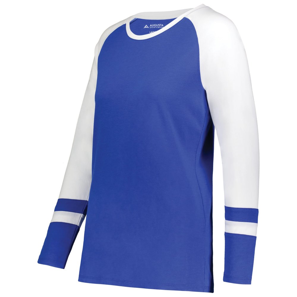 Augusta Sportswear Women's Fanatic 2.0 Long Sleeve Tee, Royal/White, 3XL