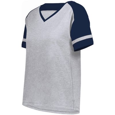 Augusta Sportswear Women's Fanatic 2.0 Tee, Grey Heather/Navy, 3XL