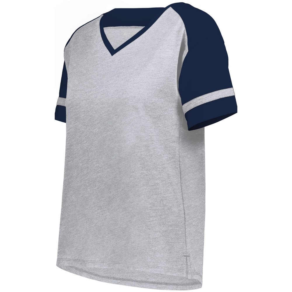 Augusta Sportswear Women's Fanatic 2.0 Tee, Grey Heather/Navy, 3XL
