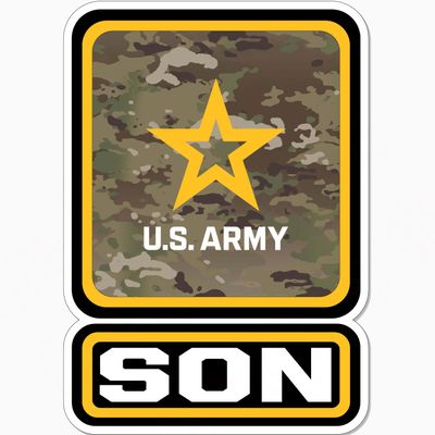 One Stop Decals U.S. Army Son (Ver.2) OCP Camo (New Branded Logo) Full Color Vinyl Decal/Sticker Officially Licensed by The U.S. Army. Size: 3". (by Dimoxy Designs)