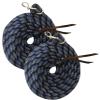 Majestic Ally 14' Pack of 2 Poly Training Lead Rope with Leather Popper for Horses & Livestock  14 Foot Long and 5/8 inch Thick - Replaceable Heavy-Duty Bolt Snap (Navy-Blue-White) view 4