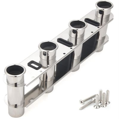 Mojiate 4 Tube Fishing Rod Holder & Boat Organizer Rod Rack Stainless Steel Fishing Rod Bracket Tube-linked Fishing Accessories