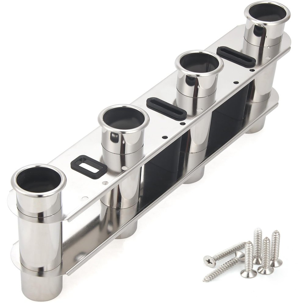 Mojiate 4 Tube Fishing Rod Holder & Boat Organizer Rod Rack Stainless Steel Fishing Rod Bracket Tube-linked Fishing Accessories