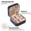 MODENGKONGJIAN Mini Jewelry Travel Case, PU Leather Travel Jewelry Organizer Box, Small Portable Portable Jewellery Storage Holder for Womens Rings Earrings Necklaces Bracelets (Black) view 2