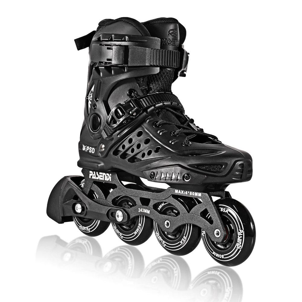 PASENDI Professional 4X80Mm Wheels Inline Skates,Outdoor Fitness Single Row Inline Skates for Adult Women Men, Black Adult Male.(US Men10-11/Women11-12/30CM)