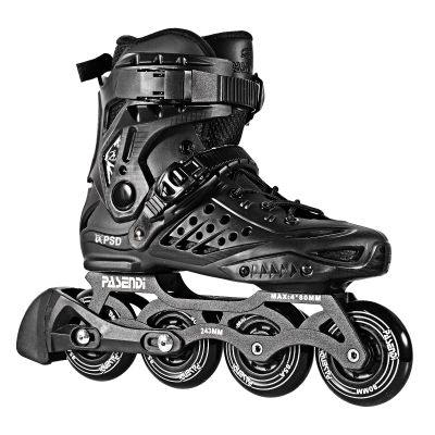PASENDI Professional 4X80Mm Wheels Inline Skates,Outdoor Fitness Single Row Inline Skates for Adult Women Men, Black Adult Male.US Men9.5/Women10.5/28.5CM,Black