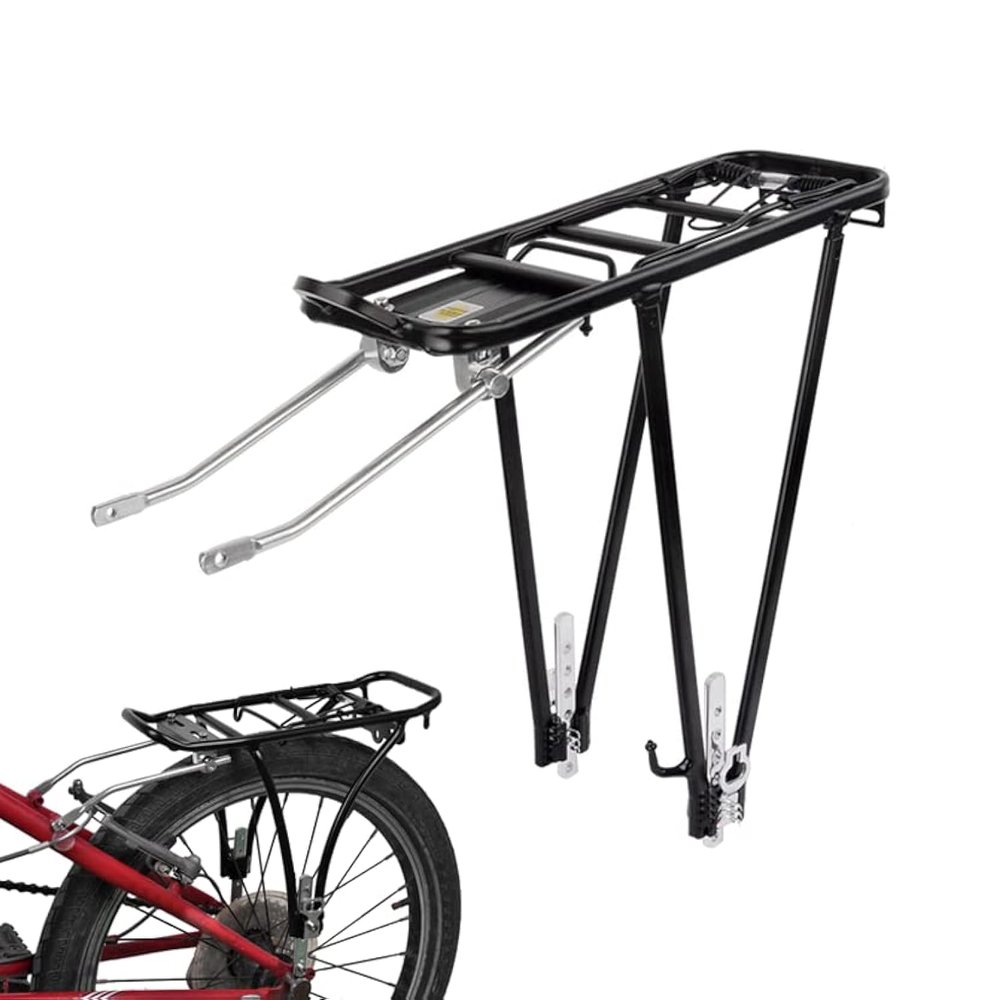 Bike Cargo Rack Cargo Universal Adjustable Bicycle Rear Luggage Touring Carrier Racks 55lbs Capacity Quick Release Mountain Road Bike Pannier Rack for 26"-29" Frames
