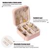 MODENGKONGJIAN Mini Jewelry Travel Case, PU Leather Organizer Box, Small Portable Jewellery Storage Holder for Womens Rings Earrings Necklaces Bracelets (Pink) view 2
