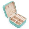 MODENGKONGJIAN Mini Jewelry Travel Case, PU Leather Travel Jewelry Organizer Box, Small Portable Portable Jewellery Storage Holder for Womens Rings Earrings Necklaces Bracelets (Blue) view 1
