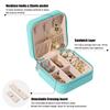 MODENGKONGJIAN Mini Jewelry Travel Case, PU Leather Travel Jewelry Organizer Box, Small Portable Portable Jewellery Storage Holder for Womens Rings Earrings Necklaces Bracelets (Blue) view 2