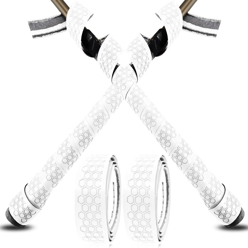 VEASAERS Bat Grip Tape Baseball Softball 2/4 Pack 40 inch 1.75mm Precut and Full Adhesive Back Pro Feel Soft Comfortable Tapes for Old Bats Handles (2 Pcs-White Hexagon)